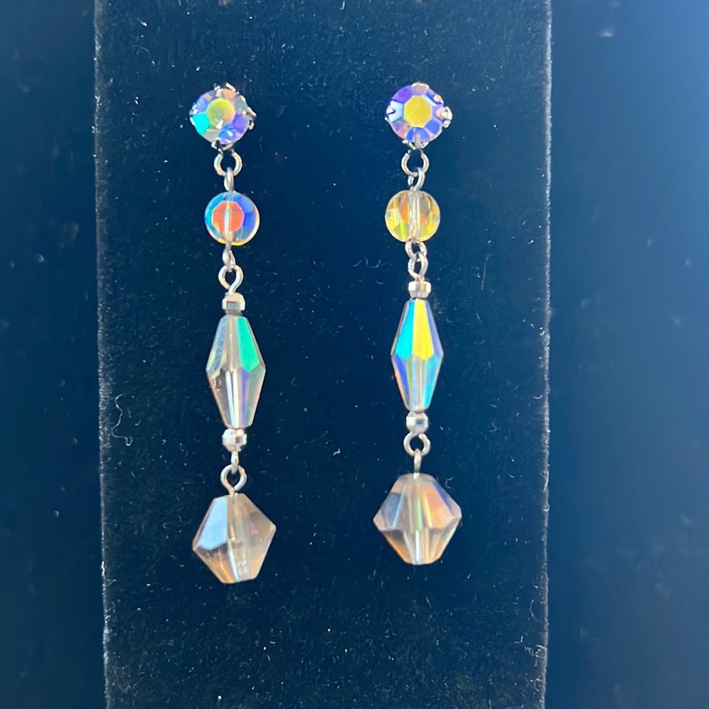 Iridescent Bead Drop Earrings
